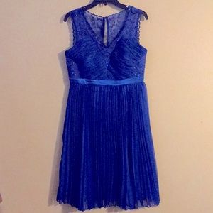 Pleated Silk/Polyester Dress